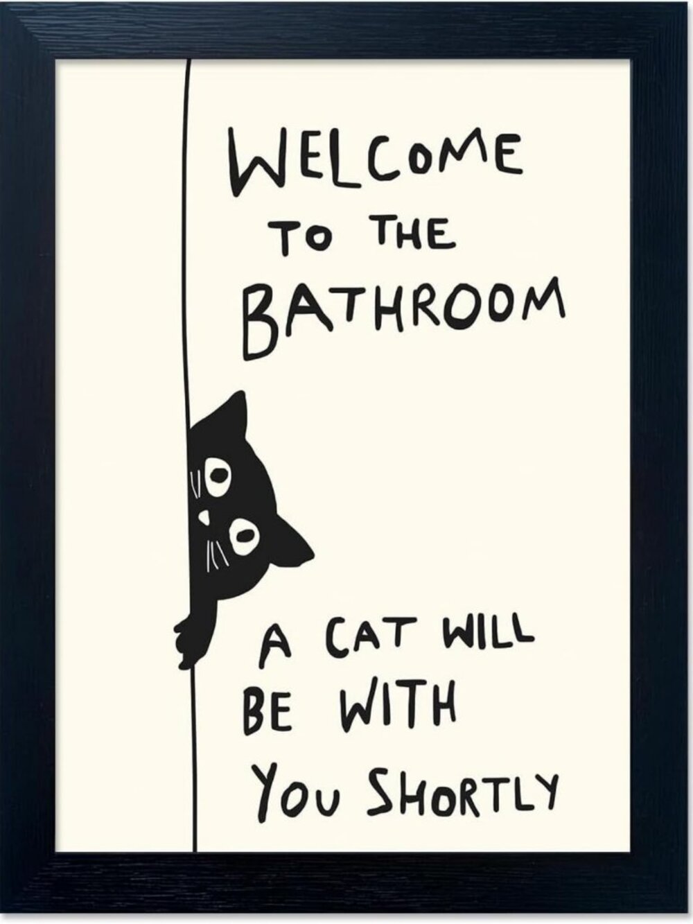 Funny Cat Lover Wall Art - Black & White Bathroom Quote Canvas Print Decor